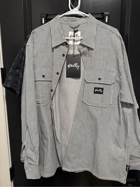 Stan Ray Black & White Pinstripe Work Shirt Jacket